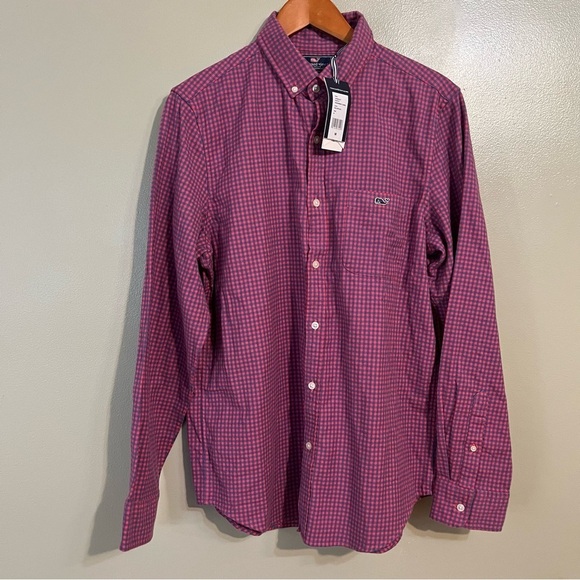 Vineyard Vines Tradewinds Flannel Men’s Slim Fit  Tucker Shirt Pink Blue M NWT - Picture 1 of 11